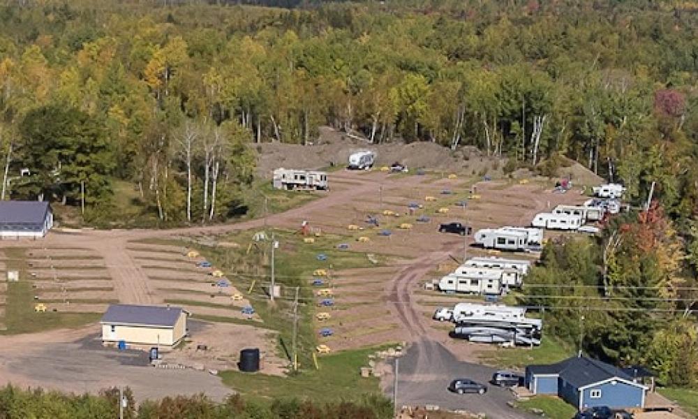 aerial shot of Iron Bound Cove RV Park