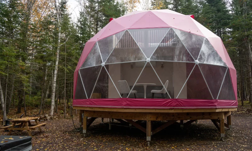 pink glamping tent